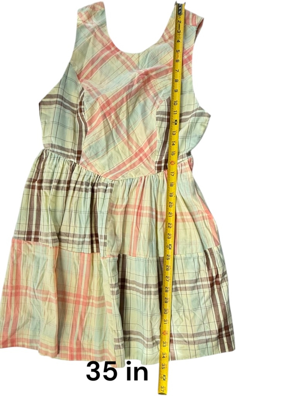 Anthropologie LyreBird Women Plaid Nap Mini Dress Open Back Size M NWT - Picture 12 of 13